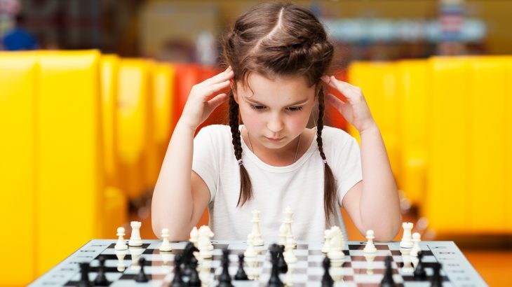 Girl, focus on chess
