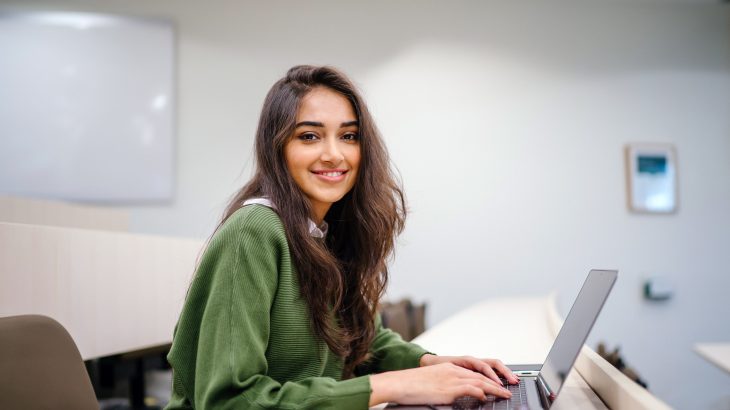 High School student at computer