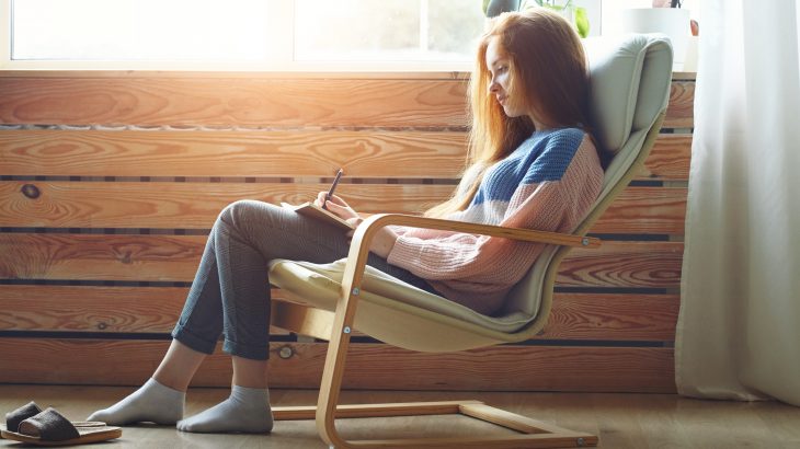 Teen girl studying