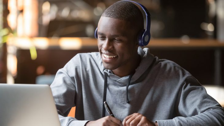 Teenager studying online